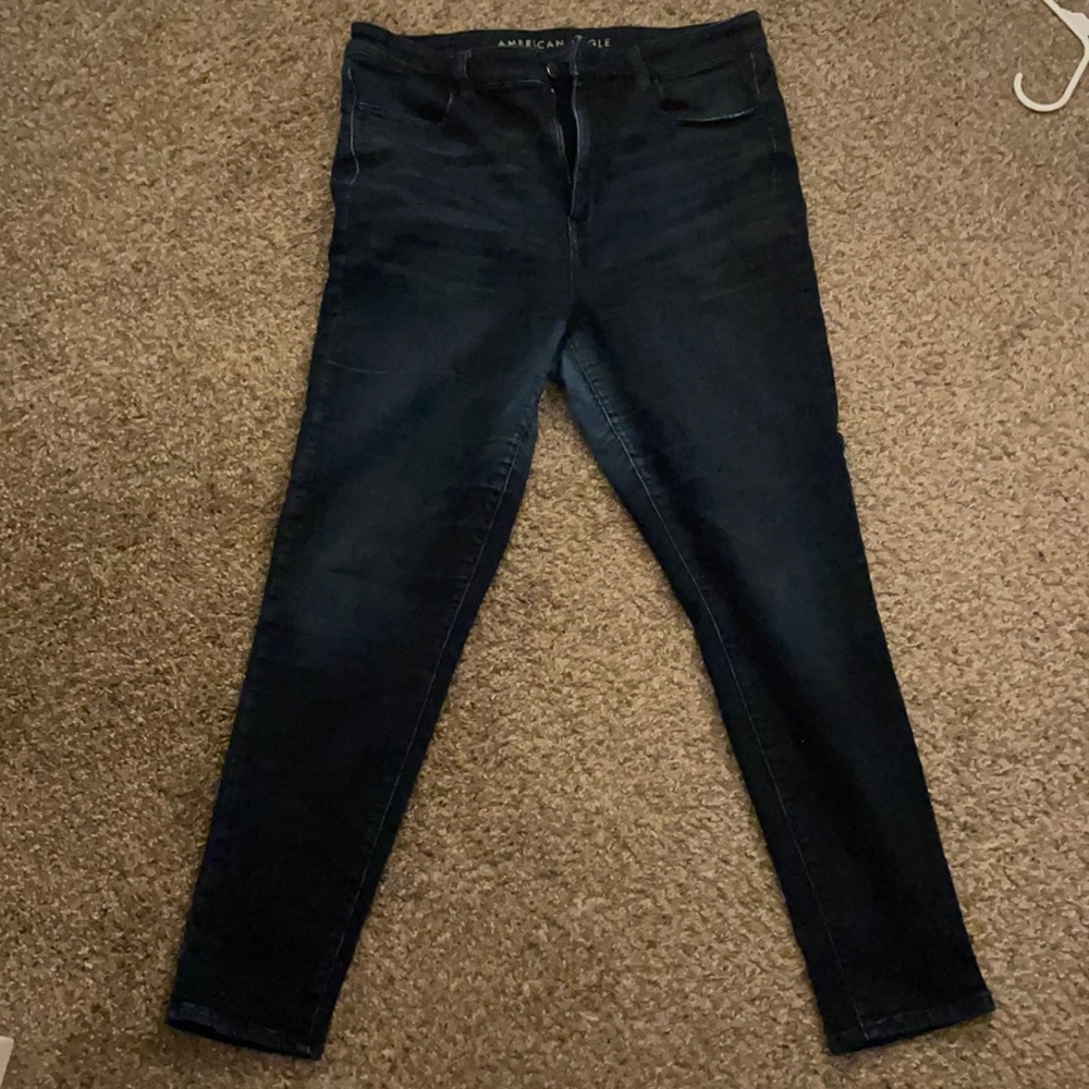 AE Dark Wash Hi-Rise Jegging Skinny Jeans, Dark Wash, Size 14